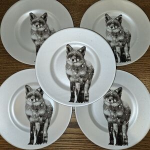 Pier 1 Monochrome Shimmery Silver Fox Dessert/Salad Plates Set of 5 - New